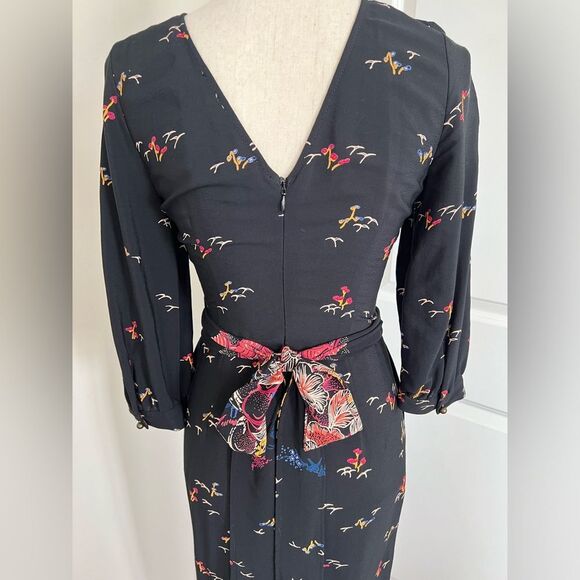 Anthropologie Feather Bone Black Printed Jumpsuit Size 0 - Picture 5 of 9